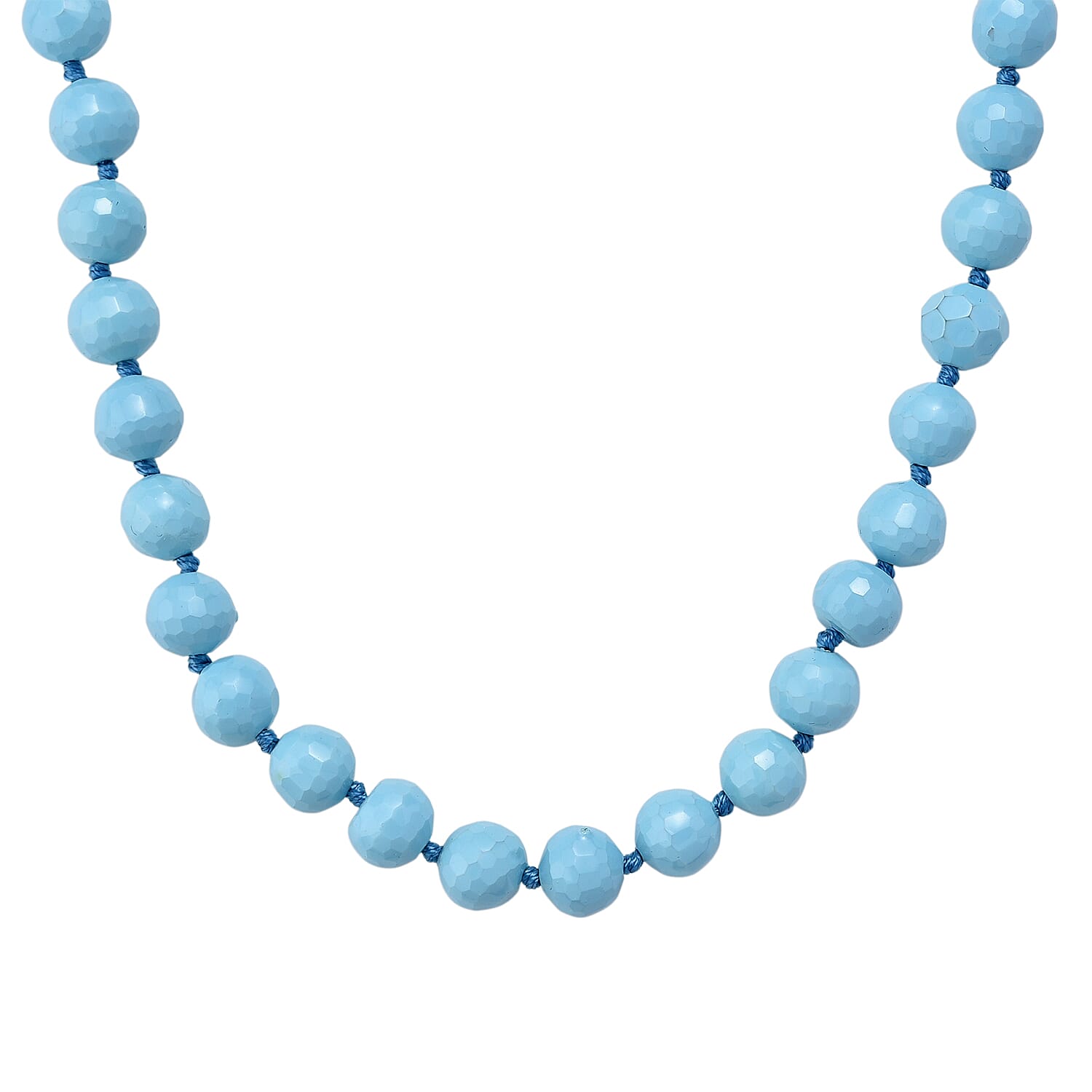 Faceted Sleeping Beauty Lustre Shell Pearl Necklace 18-20 Inches in Stainless Steel