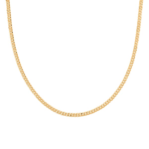 Flat Curb Chain Necklace In 14K Yellow Gold Over Sterling Silver 6 Grams 18 Inches