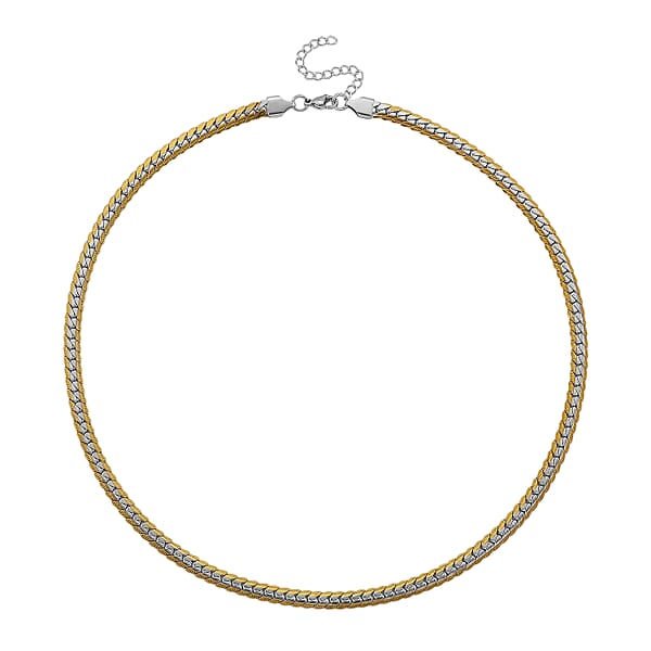 Flat Curb Chain Necklace In ION Plated YG And Stainless Steel 20-22 Inches