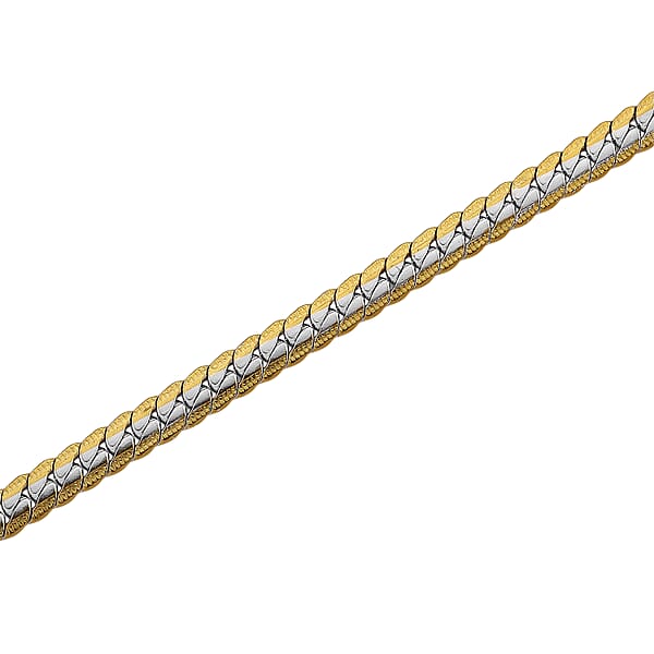 Flat Curb Chain Necklace In ION Plated YG And Stainless Steel 20-22 Inches