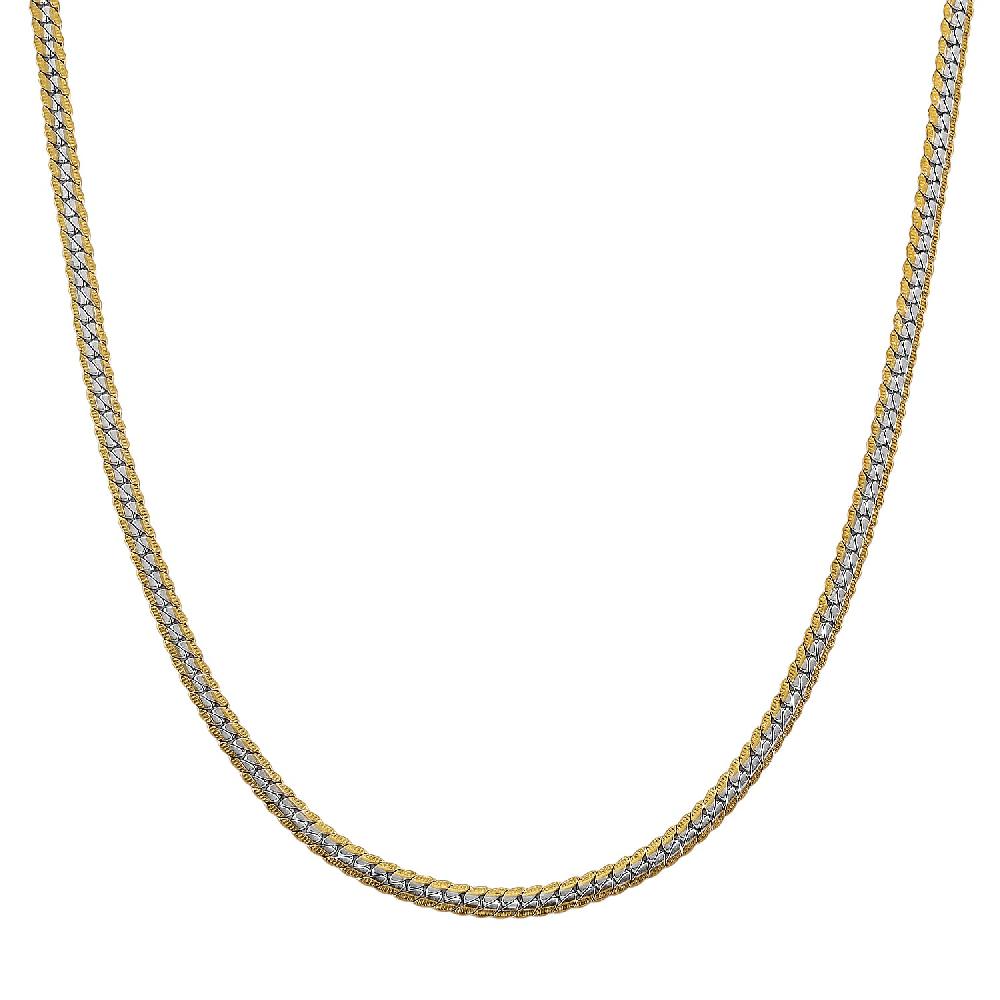 Flat Curb Chain Necklace in ION Plated YG and Stainless Steel 20-22 Inches