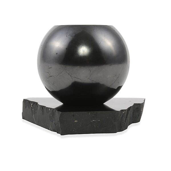 Floral Engraved Shungite Sphere With Stand (8cm) 275.80 Ctw