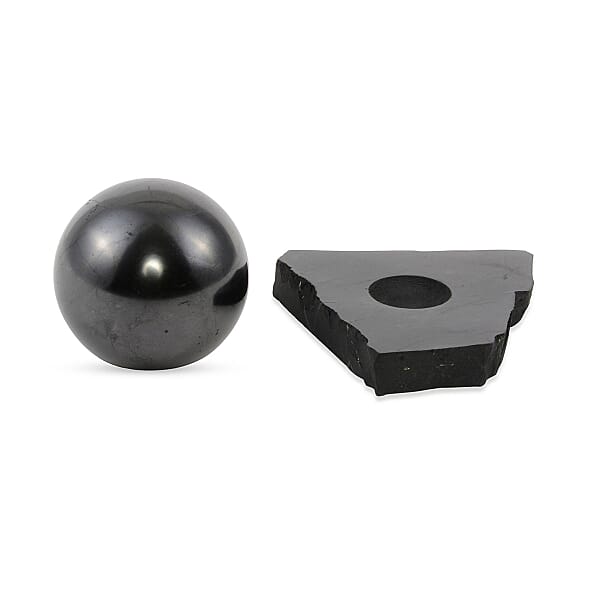 Floral Engraved Shungite Sphere With Stand (8cm) 275.80 Ctw