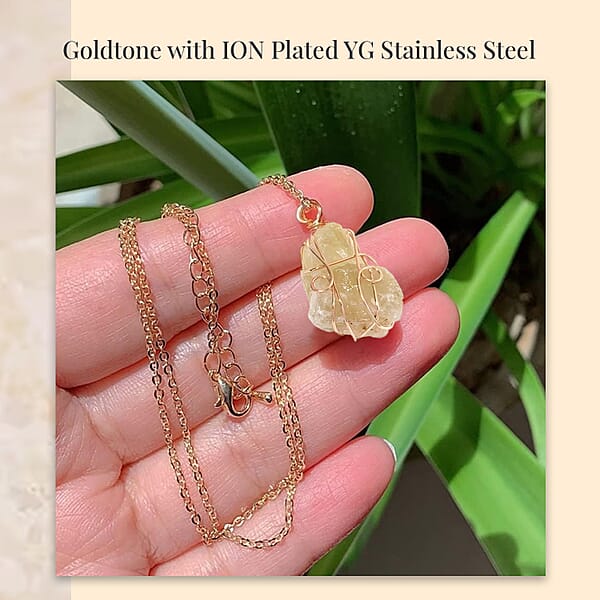 Fluorite Amethyst And Citrine 294.00 Ctw Pendant In Goldtone With ION Plated Yellow Gold Stainless Steel Necklace 20-22 Inches