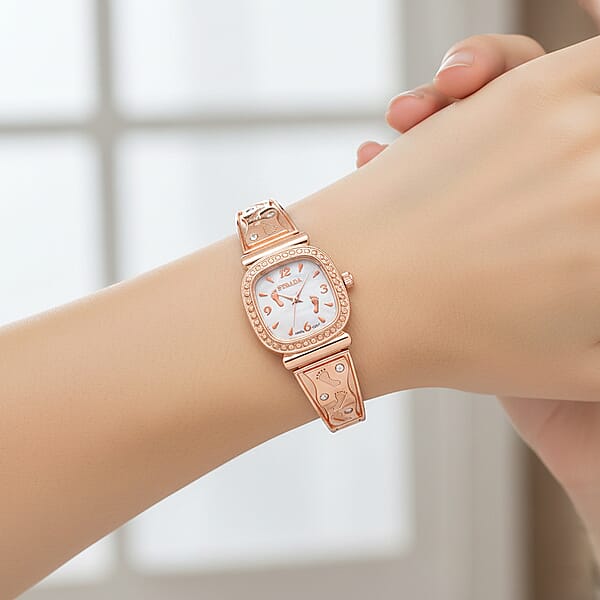 Foot Print In The Sand Strada Japanese Movement Simulated MOP Dial Watch In Rosetone And Stainless Steel