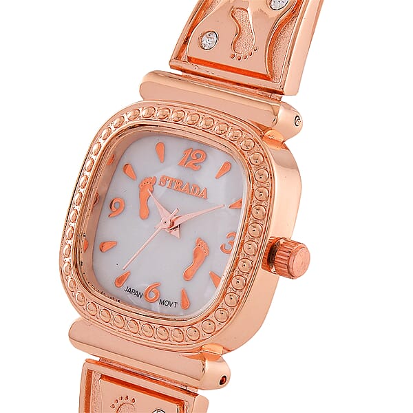 Foot Print In The Sand Strada Japanese Movement Simulated MOP Dial Watch In Rosetone And Stainless Steel