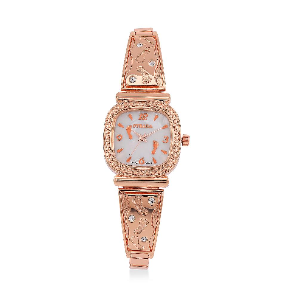 Foot Print in the Sand Strada Japanese Movement Simulated MOP Dial Watch in Rosetone and Stainless Steel