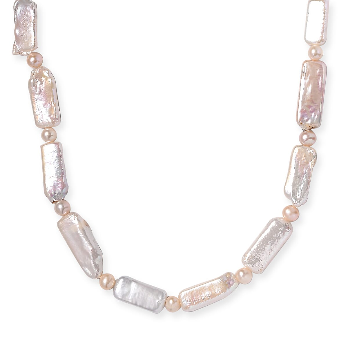 Fresh Water Pearl Necklace in Rhodium Over Sterling Silver 18 Inches