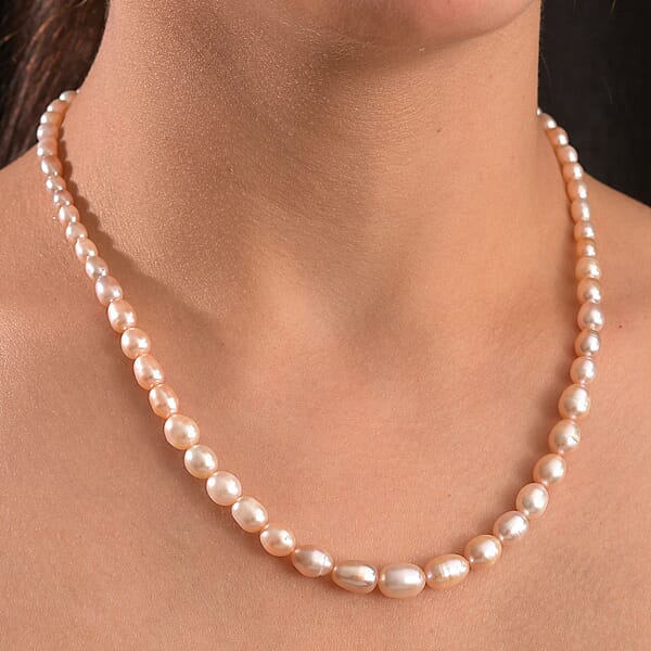 Freshwater Pearl Drop Shape Sun-Kissed Necklace In 18K Vermeil Yellow Gold Over Sterling Silver 18 Inches