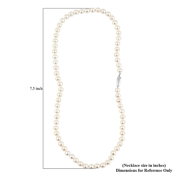 Freshwater Pearl Marquise Clasp Necklace In Silvertone 18 Inches
