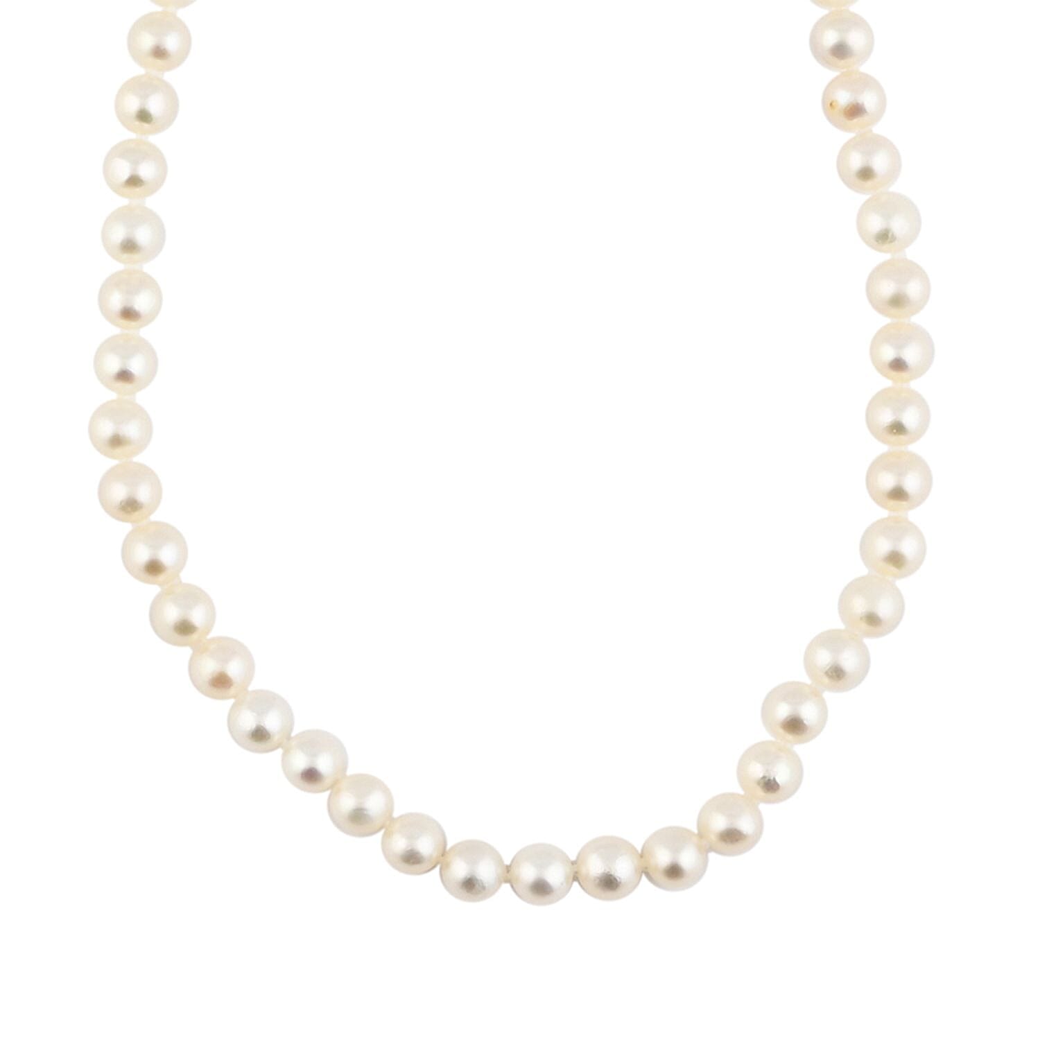 Freshwater Pearl Marquise Clasp Necklace in Silvertone 18 Inches