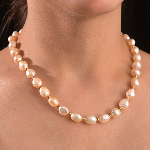Freshwater Pearl Necklace In 18K Vermeil Yellow Gold Over Sterling Silver 18 Inches