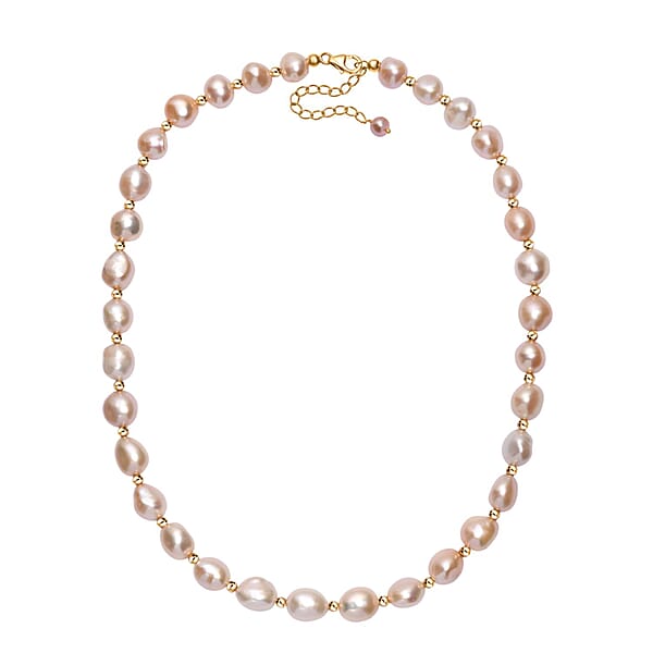 Freshwater Pearl Necklace In 18K Vermeil Yellow Gold Over Sterling Silver 18 Inches