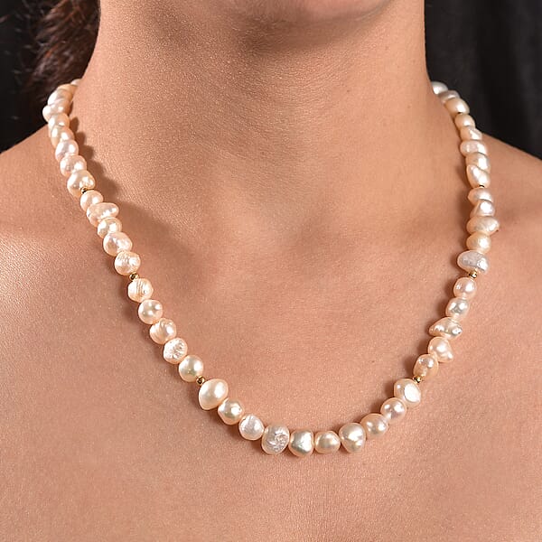 Freshwater Pearl Sun-Drenched Necklace In 18K Vermeil Yellow Gold Over Sterling Silver 18 Inches