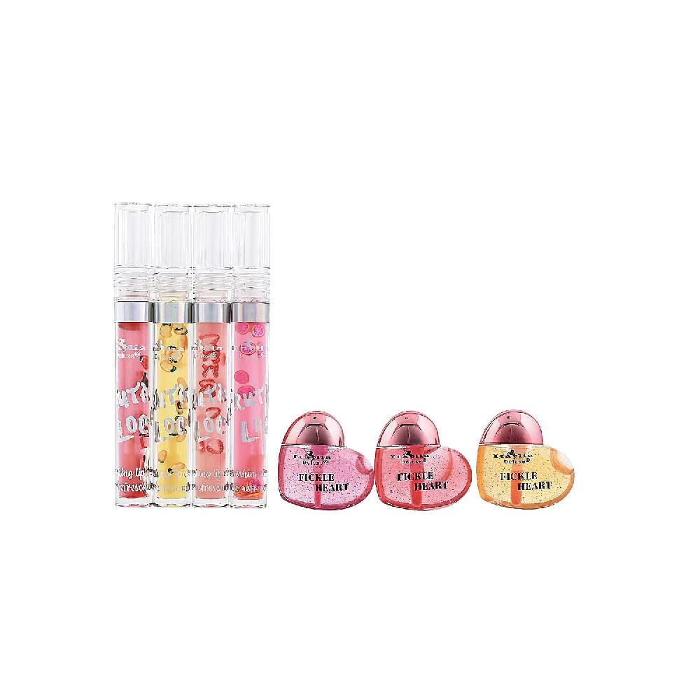 Fruta Loco 4 Piece Lip Gloss Set and Fickle Heart 3 Piece Lip Oil Set