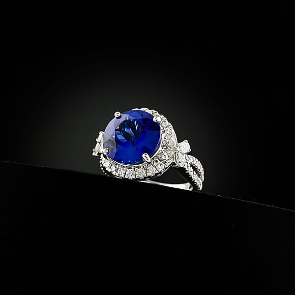 Fujimori Vault Collection Rhapsody AAAA Tanzanite Diamond Ring In 950 Platinum 7.10 Ctw