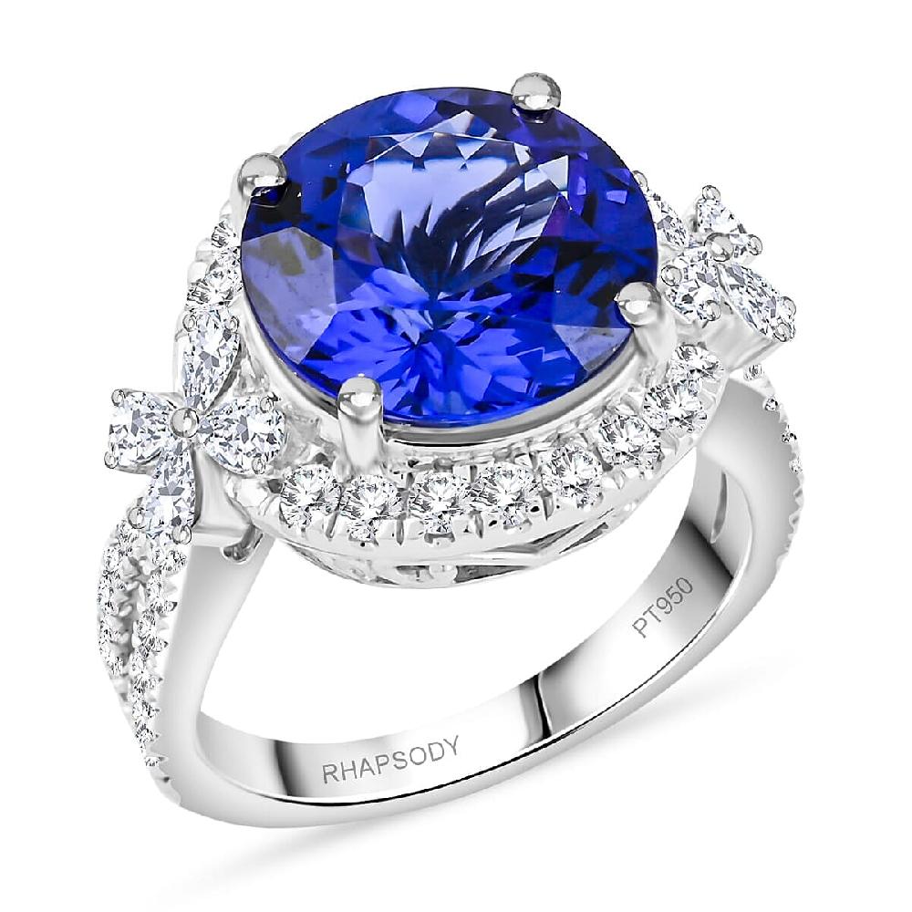 Fujimori Vault Collection Rhapsody AAAA Tanzanite Diamond Ring in 950 Platinum 7.10 ctw