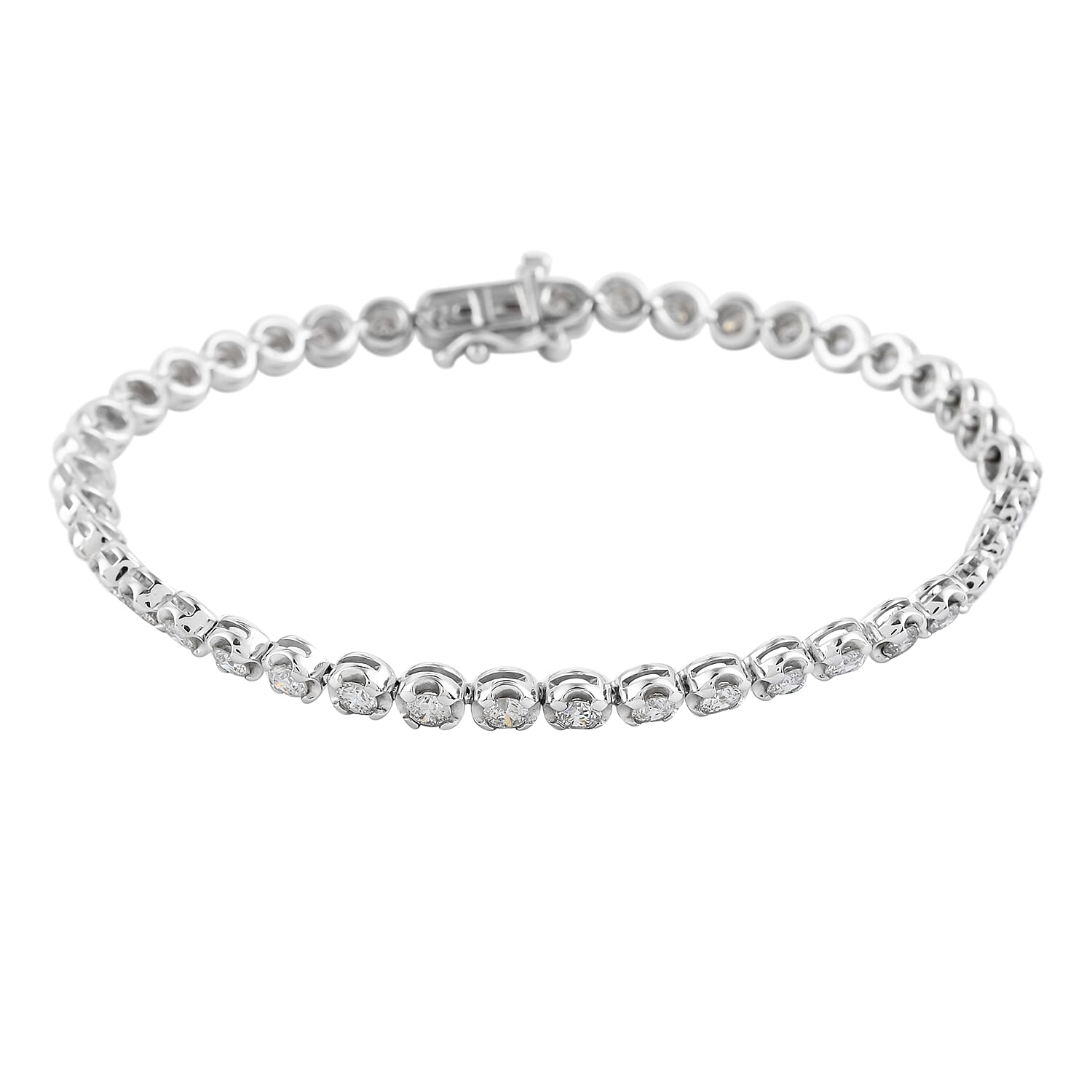 G-H I1 Diamond 3.00 ctw Bracelet in 10K White Gold (7.25 In) 8.50 Grams