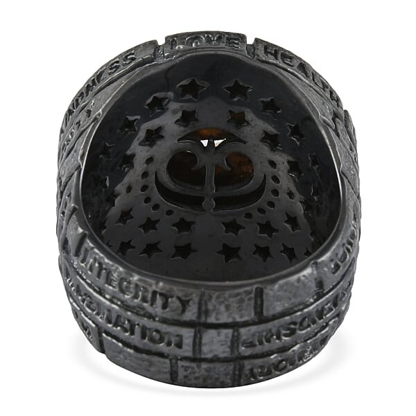Galatea EI Capitan Collection 14K Yellow Gold And Black Rhodium Sterling Silver Bricks Of Life Ring 21 Grams