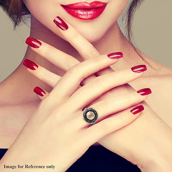 Galatea EI Capitan Collection 14K Yellow Gold And Black Rhodium Sterling Silver World's Greatest Dad Ring 18.30 Grams