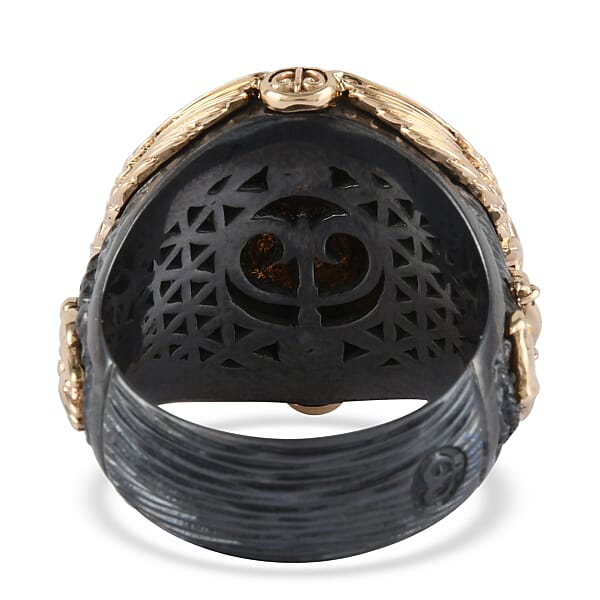 Galatea EI Capitan Collection 14K Yellow Gold And Black Rhodium Sterling Silver World's Greatest Dad Ring 18.30 Grams