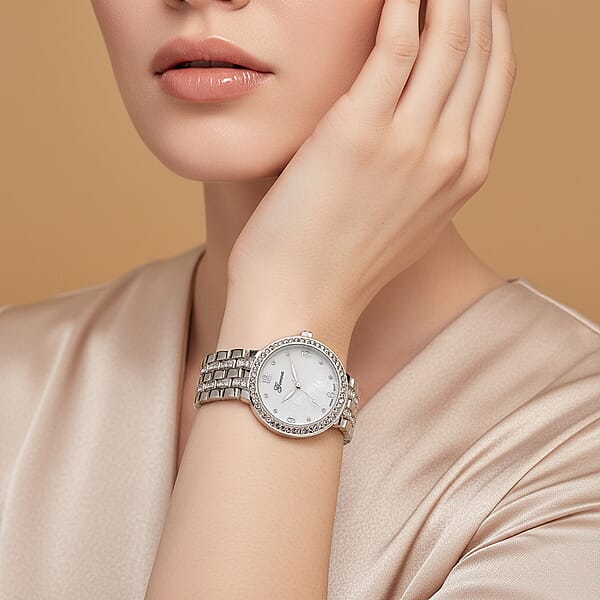 Genoa Austrian Crystal Japanese Movement Watch In Silvertone