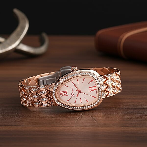 Genoa Austrian Crystal Miyota Japanese Movement Watch In Rosetone