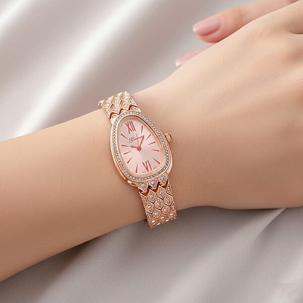 Genoa Austrian Crystal Miyota Japanese Movement Watch In Rosetone