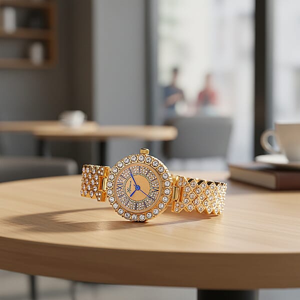 Genoa Austrian Crystal Miyota Japanese Movement Watch In Goldtone