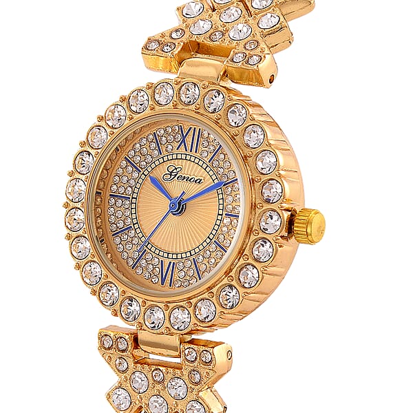 Genoa Austrian Crystal Miyota Japanese Movement Watch In Goldtone