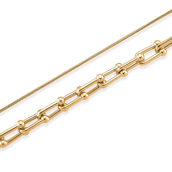 Geometric Link Chain Necklace In Goldtone 20-22 Inches