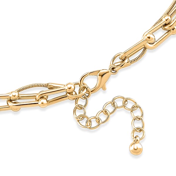 Geometric Link Chain Necklace In Goldtone 20-22 Inches