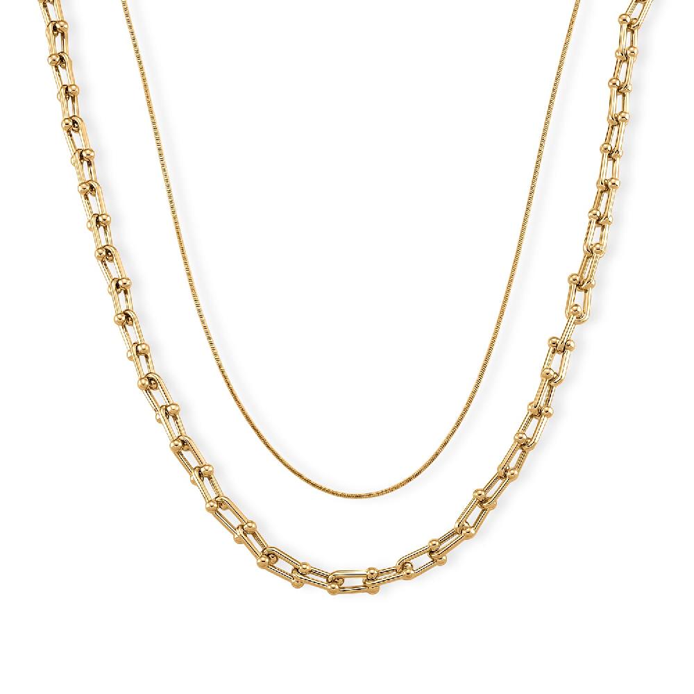 Geometric Link Chain Necklace in Goldtone 20-22 Inches