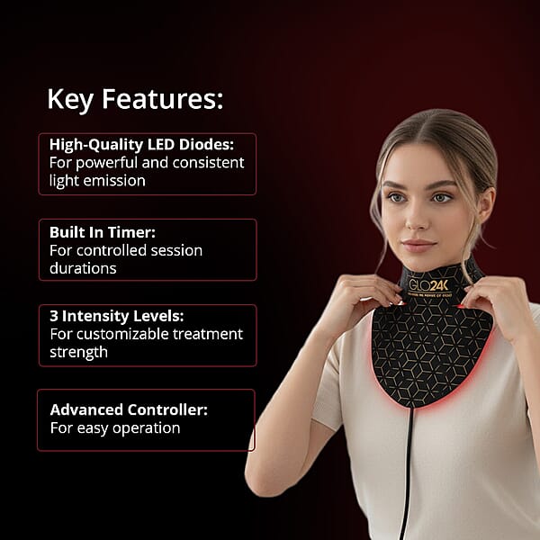 GLO24K 7 Color LED Super Mask For The Neck Chest & Décolleté (Lifetime Warranty)