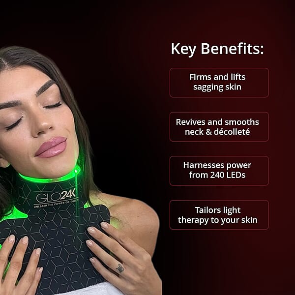GLO24K 7 Color LED Super Mask For The Neck Chest & Décolleté (Lifetime Warranty)