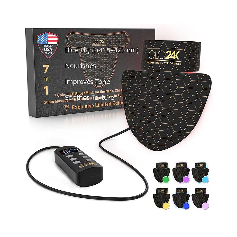 GLO24K 7 Color LED Super Mask for the Neck Chest & Décolleté (Lifetime Warranty)