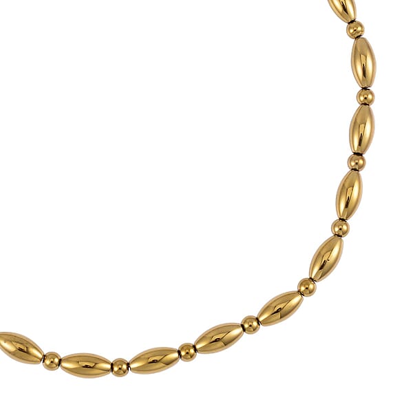 Golden Color Hematite 369.50 Ctw Beaded Necklace In Silvertone 20 Inches