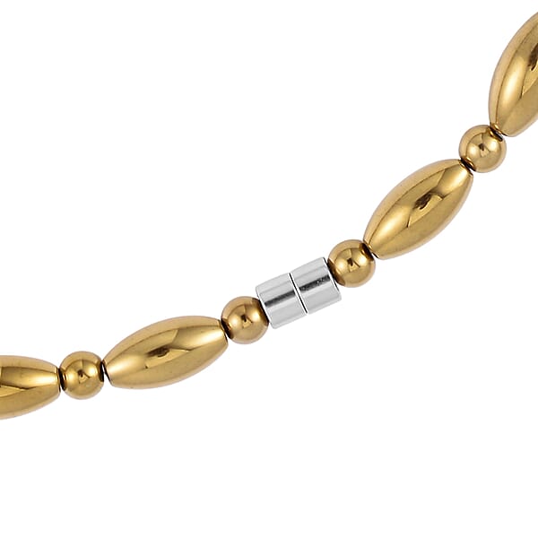 Golden Color Hematite 369.50 Ctw Beaded Necklace In Silvertone 20 Inches