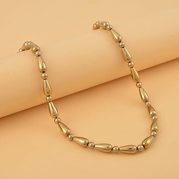 Golden Color Hematite 373.50 Ctw Beaded Necklace In Silvertone 20 Inches