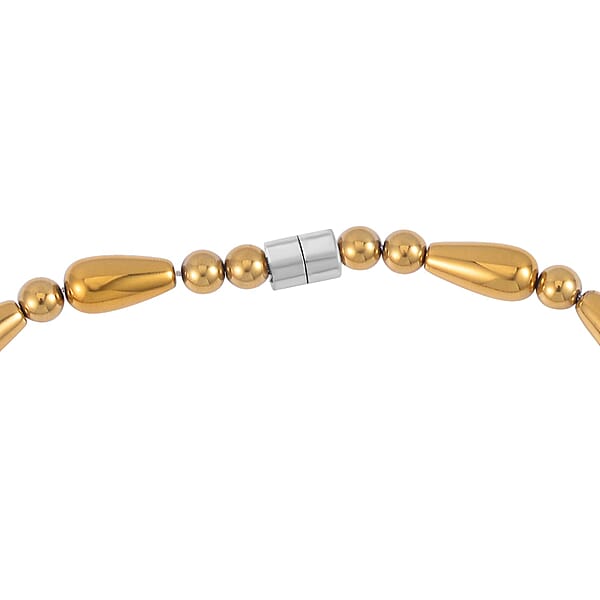 Golden Color Hematite 373.50 Ctw Beaded Necklace In Silvertone 20 Inches