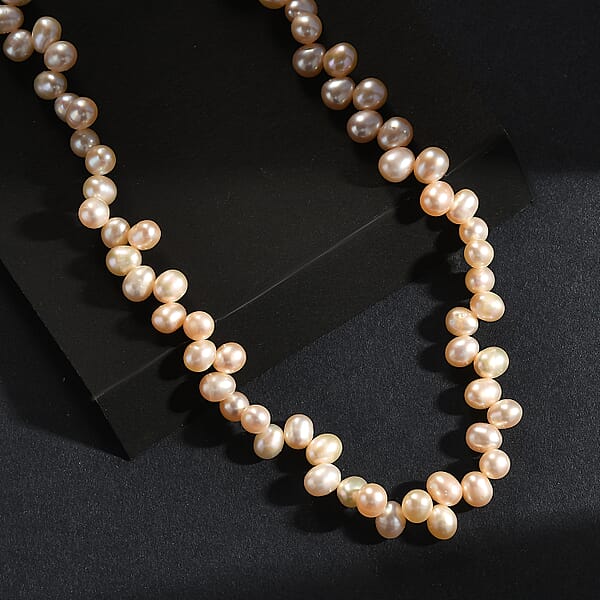 Golden Fresh Water Pearl Dancing Bubbles Necklace In 18K Vermeil Yellow Gold Over Sterling Silver 18 Inches