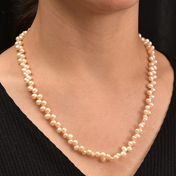 Golden Fresh Water Pearl Dancing Bubbles Necklace In 18K Vermeil Yellow Gold Over Sterling Silver 18 Inches