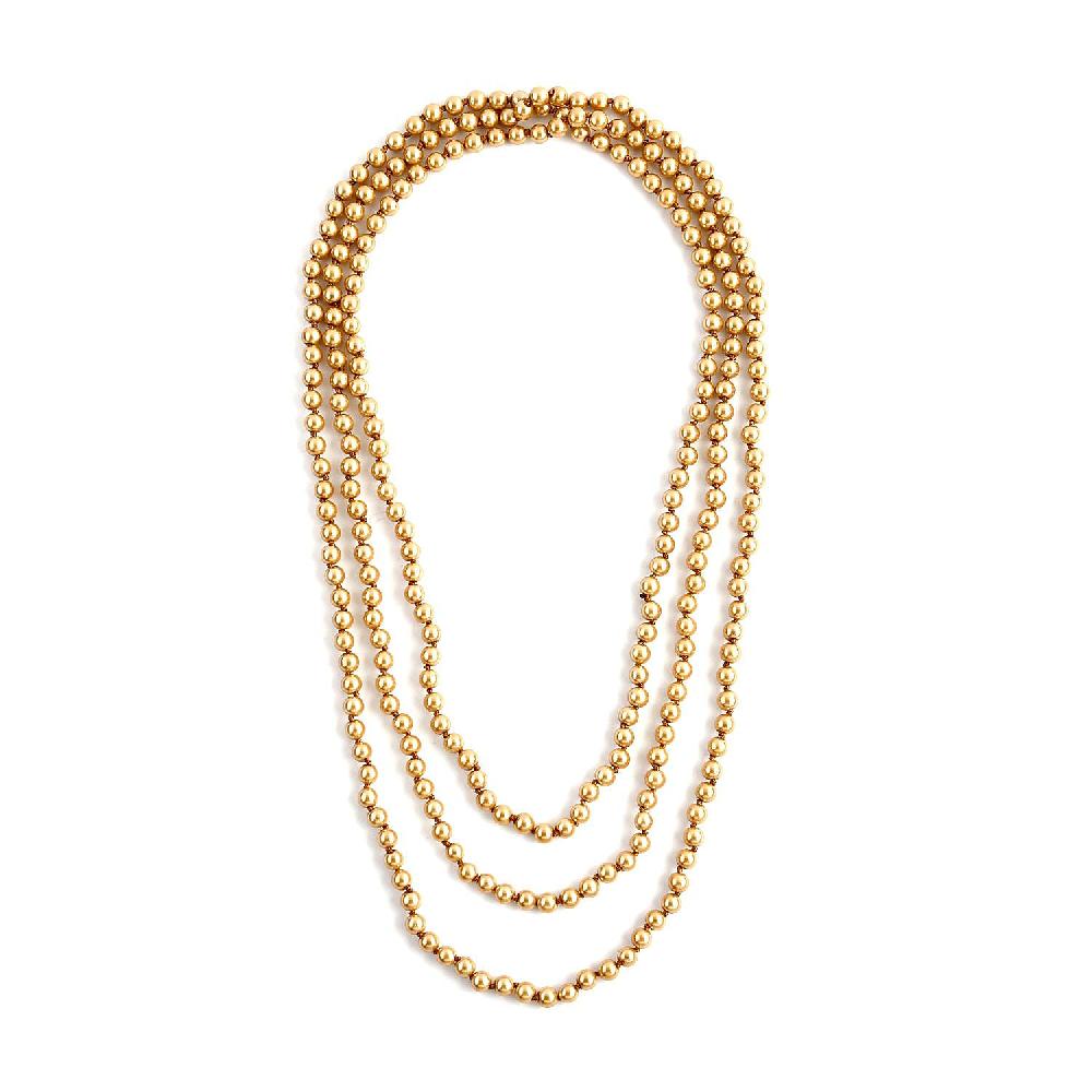 Golden Pearl Glass Beaded Endless Necklace 100 Inches