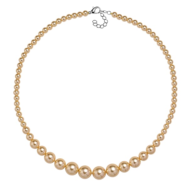 Golden Shell Pearl Necklace In Silvertone 20-22 Inches