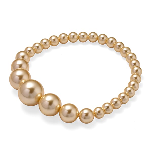 Golden Shell Pearl Stretch Bracelet (7-7.5In)