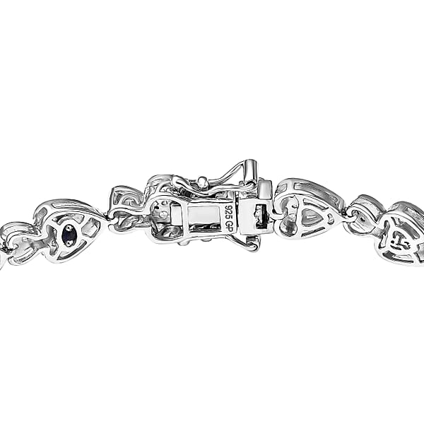 GP Amore Collection White Zircon 3.90 Ctw Heart Bracelet In Rhodium Over Sterling Silver (7.25 In)