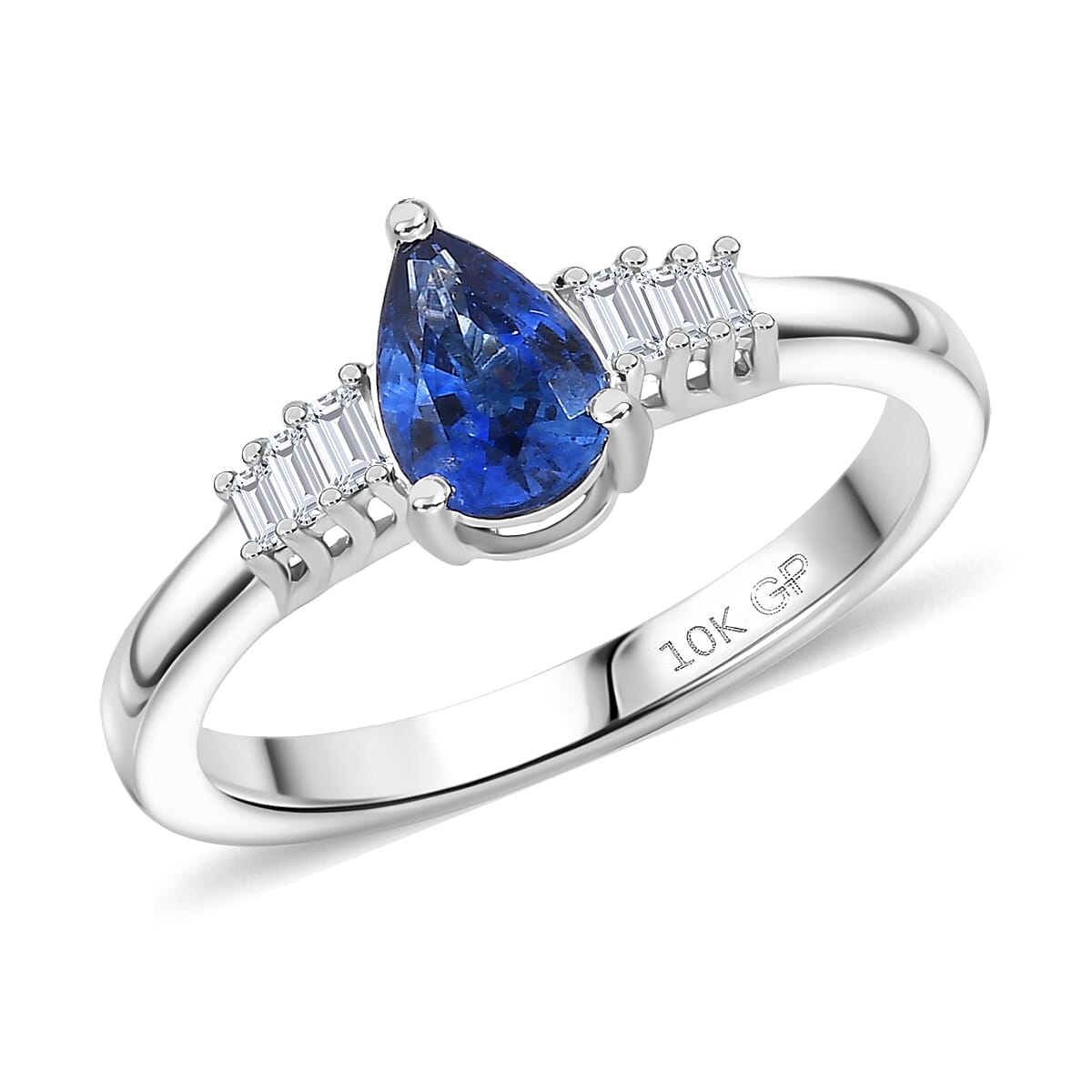 GP Celestial Dream Collection AAA Ceylon Blue Sapphire and I3 Diamond 0.80 ctw Ring in 10K White Gold