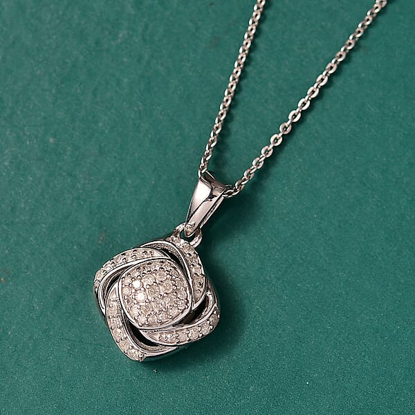 GP Celestial Dream Collection Diamond Pendant Necklace In Rhodium Over Sterling Silver 0.25 Ctw (20 Inches)