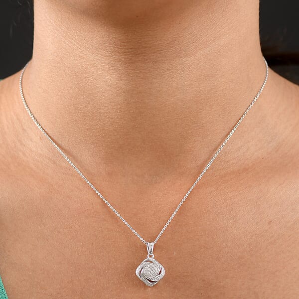 GP Celestial Dream Collection Diamond Pendant Necklace In Rhodium Over Sterling Silver 0.25 Ctw (20 Inches)
