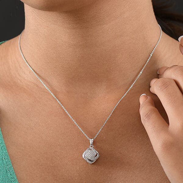 GP Celestial Dream Collection Diamond Pendant Necklace In Rhodium Over Sterling Silver 0.25 Ctw (20 Inches)